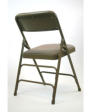 metal folding chair, fabric upholstered, back
