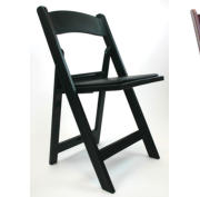 black resin folding chair -side view